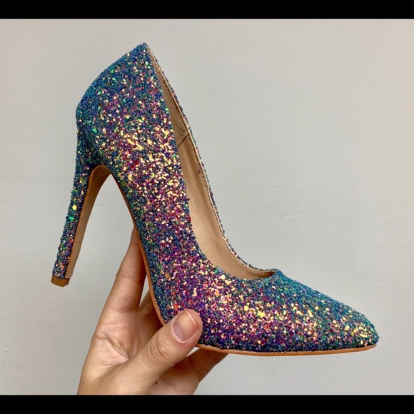 LAST 1❤️MULTI GLITTER POINTED TOE PUMPS/HEELS - Picture 5 of 8
